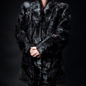 Setun Short Real Black Beaver Fur Coat